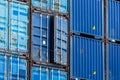 Old Containers wall in Cargo container yard Royalty Free Stock Photo