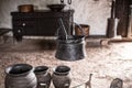 Old cooking bowls in village house