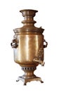 Old copper coal samovar on white isolated Royalty Free Stock Photo