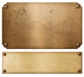 Old copper metal plates or nameboards set with rivets 3d illustration Royalty Free Stock Photo