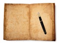 Old copybook with fountain pen Royalty Free Stock Photo