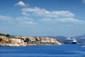 Old Corfu town and cruiser ship