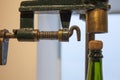 Old corking machine with cava bottle Royalty Free Stock Photo