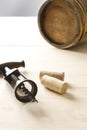 Old corkscrew and barrel Royalty Free Stock Photo