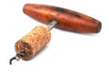 Old corkscrew and cork Royalty Free Stock Photo