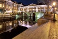 Old corn bridge in Leiden at sunset. Royalty Free Stock Photo