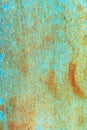 Old corroded metal wall background with flaky blue green paint .Rusty flaky cracked metal surface.Abstract the surface texture of Royalty Free Stock Photo