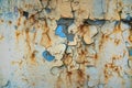 Old corroded metal wall background with flaky blue paint .Rusty flaky cracked metal surface.Abstract the surface texture of the o Royalty Free Stock Photo