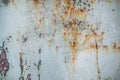 Old corroded metal wall background with flaky gray paint .Rusty flaky cracked metal surface.Abstract the surface texture of the Royalty Free Stock Photo