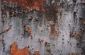 Old corroded metal wall background with flaky gray paint Royalty Free Stock Photo