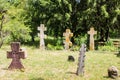 Old Cossack stone crosses in the open-air museum in Pereyaslav. Ukraine