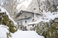 Old cottage in winter