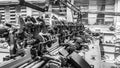 An old cotton fabric making machine Royalty Free Stock Photo