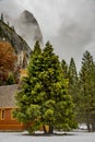 Old country chapel surrounded by trees in the Yosemite National Park Royalty Free Stock Photo