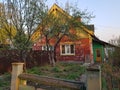 Old country house in the middle of a neglected garden Royalty Free Stock Photo