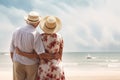 Old couple beach lifestyle. Generate Ai