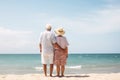 Old couple beach trip. Generate Ai