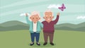 old couple with butterflies animation