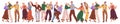 Old couple dance. Vector illustration. Grandpa does dance support, grandma. Elderly couple dancing at party