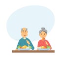 Old couple eating