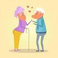 Old couple Grandma and grandpa Vector. Cartoon. Isolated art Flat Royalty Free Stock Photo