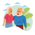 Old couple happy outdoor scene active seniors characters