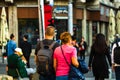 Old couple holding their hands and walking in old town Bucharest, Romania, 2019 Royalty Free Stock Photo