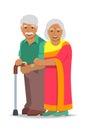 Old couple Indian man and woman standing together
