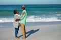 Old couple in love at the beach Royalty Free Stock Photo