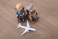 Old couple model and an airplane model Royalty Free Stock Photo