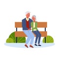 Old couple sitting on the bench together. Senior man Royalty Free Stock Photo