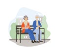 Old couple sitting on the bench together. Senior man and woman in the park. Royalty Free Stock Photo