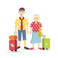 Old couple summer holiday grandparent travel flat