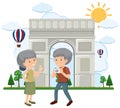 An Old Couple Travel to Paris Royalty Free Stock Photo