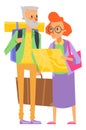 Old couple travel together. Senior tourists with map Royalty Free Stock Photo