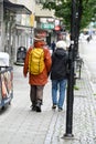 Old couple walking in Orebro city center Orebro Sweden august 9 2023