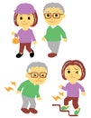 Old couple walking and pains