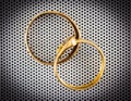 old couple wedding ring gold color isolated on abstract circle pattern background Royalty Free Stock Photo