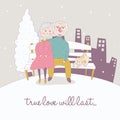 Old Couple in Winter Background