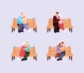 old couples seated in chairs of park