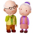 old couples in trouble isolated illustration