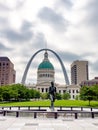 Old Courthouse, Runner Statue and Gateway Arch in Saint Louis, Missouri Royalty Free Stock Photo