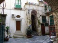 Old courtyard in the historical center of Salerno in Italy.