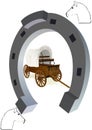 Horseshoe and a covered wagon Royalty Free Stock Photo
