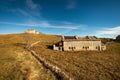 Old Cow Sheds and Brown Pastures on Lessinia Plateau in Autumn - Veneto Italy Royalty Free Stock Photo