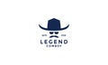 Old cowboy vintage head with hat and mustache logo design