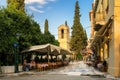 Old cozy street in Plaka at morning in Athens,Greece