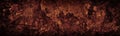 Old cracked concrete wide texture. Dark copper red gloomy grunge long panoramic background Royalty Free Stock Photo