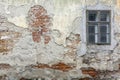 Old cracked wall with a window Royalty Free Stock Photo