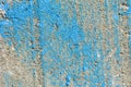 Old cracked weathered shabby blue painted plastered peeled wall banner background. Abstract concrete texture Royalty Free Stock Photo